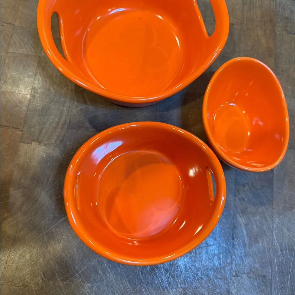 Rachael Ray Orange Ceramic Dish Set 4oz 10oz 12oz Small Bakeware Cooking Dishes